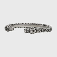 Bracelet viking artisanal représentation Hati et Skoll en étain