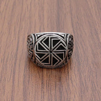 Bague viking symbole Kolovrat en acier inoxydable