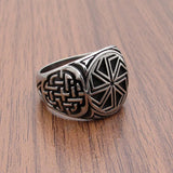 Bague viking symbole Kolovrat en acier inoxydable