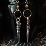 Boucles d'oreilles punk viking femme avec pointes de dragon en acier inoxydable
