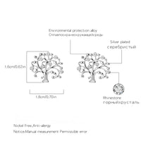 Boucles d'oreilles à puces "Arbre de Vie" pour femmes, plaquées or et argent