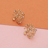 Boucles d'oreilles à puces "Arbre de Vie" pour femmes, plaquées or et argent