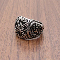 Bague viking symbole Kolovrat en acier inoxydable