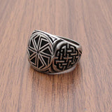 Bague viking symbole Kolovrat en acier inoxydable