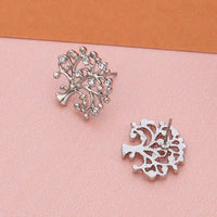 Boucles d'oreilles à puces "Arbre de Vie" pour femmes, plaquées or et argent