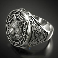 Bague loup viking en acier inoxydable