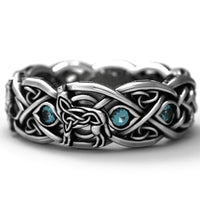 Bague viking couleur argent plaqué noir en zinc