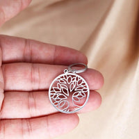Boucles d'oreilles arbre de vie créoles en acier inoxydable pour femme