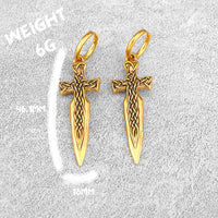 Boucles d'oreilles épée en or
