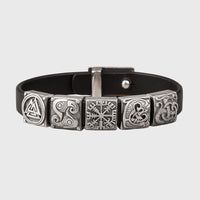 Bracelet en argent Valknut, Hugin et Munin, Vegvisir, Fenrir, Jormungand