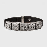 Bracelet en argent Valknut, Hugin et Munin, Vegvisir, Fenrir, Jormungand