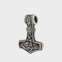 Collier marteau de Thor en bronze plaqué argent style Mammen
