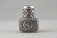 Perle de barbe marteau de Thor en bronze plaqué argent