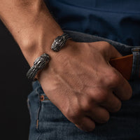 Bracelet viking métal tête de serpent