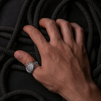 Bague Vegvisir et Jormungandr en argent