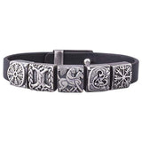 Symbole viking Vegvisir Yggdrasil sur bracelet cuir artisanal