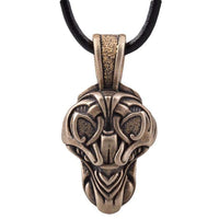 Pendentif collier tête du loup Fenrir bronze brut