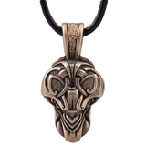 Pendentif collier tête du loup Fenrir bronze brut