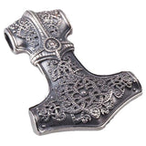 Pendentif marteau de Thor large en argent 925 Hugin et munin