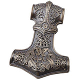 Mjolnir large bronze brut représentation Hugin et munin
