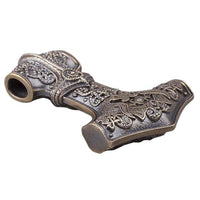 Mjolnir large bronze brut représentation Hugin et munin