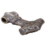 Mjolnir large bronze brut représentation Hugin et munin
