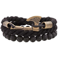 Bracelet hache barbue viking corde bleue, noire, grise ou bleue