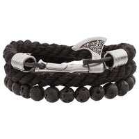 Bracelet hache barbue viking corde bleue, noire, grise ou bleue