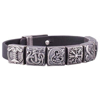 Bracelet viking Midgard en argent plaqué artisanal