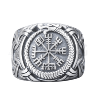 Bague Vegvisir et Jormungandr en argent