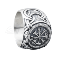 Bague Vegvisir et Jormungandr en argent