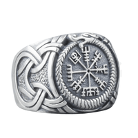 Bague Vegvisir et Jormungandr en argent