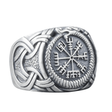 Bague Vegvisir et Jormungandr en argent