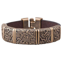 Bracelet bronze pour homme viking Hugin Triquetra Gullinkambi Munin