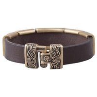 Bracelet bronze pour homme viking Hugin Triquetra Gullinkambi Munin