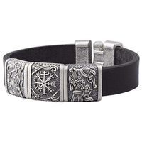 Bracelet bronze viking Hugin et Munin gravés avec Vegvisir