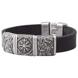 Bracelet bronze viking Hugin et Munin gravés avec Vegvisir