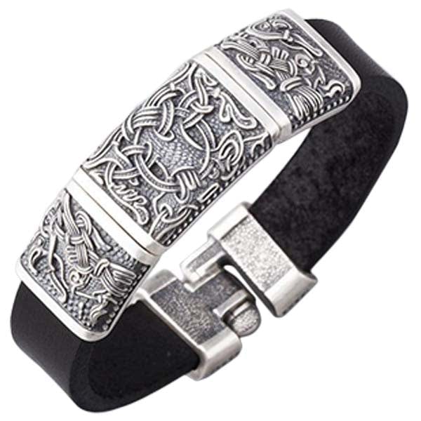 Bracelet personnalisé viking avec Yggdrasil et Hugin et Munin