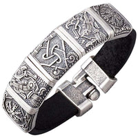 Bracelet viking Asgard Triquetra Vegvisir et corbeaux
