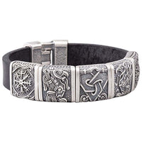 Bracelet viking Asgard Triquetra Vegvisir et corbeaux