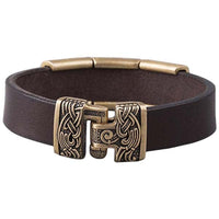 Bracelet bronze viking Hugin et Munin gravés avec Vegvisir