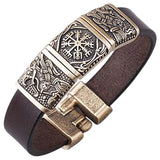 Bracelet bronze viking Hugin et Munin gravés avec Vegvisir