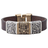 Bracelet cuir homme marteau de Thor et les corbeaux d'Odin