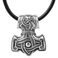 Collier Mjolnir : corbeaux d'Odin en argent