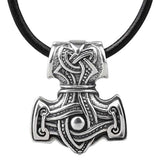 Collier Mjolnir : corbeaux d'Odin en argent