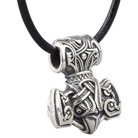 Collier Mjolnir : corbeaux d'Odin en argent