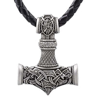 Amulette bronze marteau de Thor couleur argent