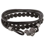 Bracelet viking noir marteau de Thor argenté