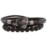 Bracelet viking noir marteau de Thor argenté
