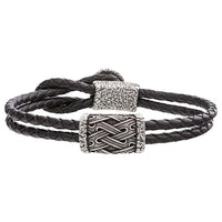 Bracelet homme cuir Aegishjalmur heaume de la crainte argenté